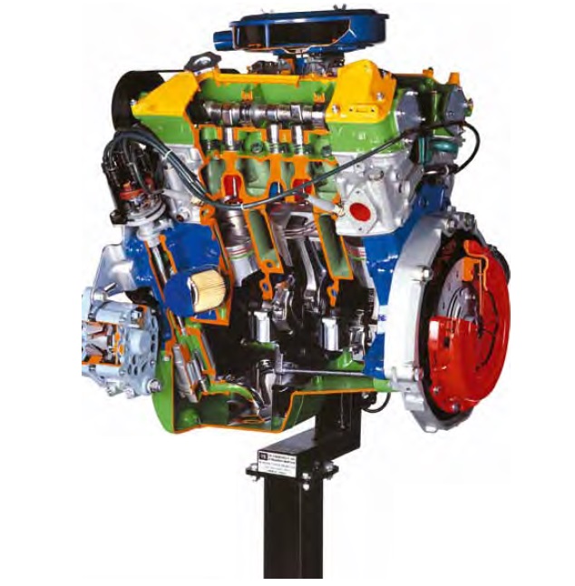 matériel pédagogique : Modèle en coupe d'un moteur à 6 cylindres en V à essence