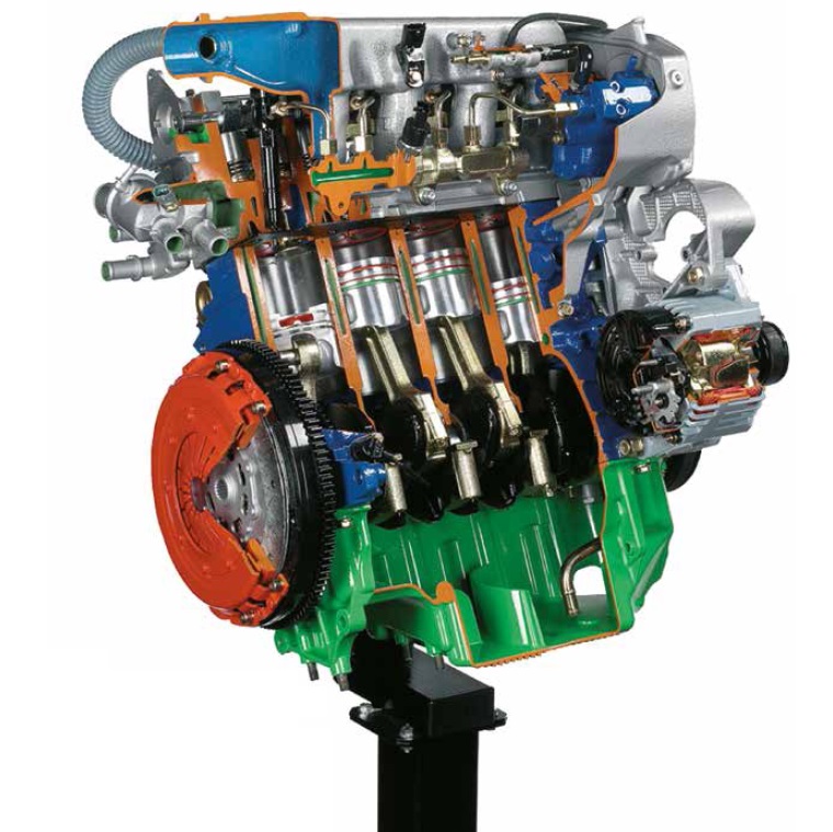 matériel pédagogique : Moteur en coupe FIAT-ALFA ROMEO 8 soupapes turbo diesel à injection directe Common Rail